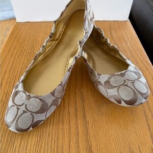 Coach Brown and Tan Signature Flats